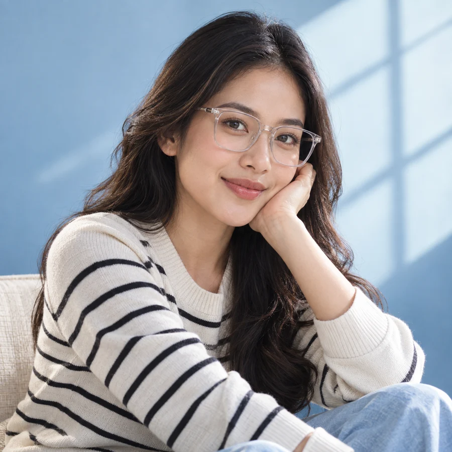 Crystal Clear, inspirasi gaya dengan kacamata kotak bening